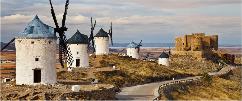 Tablou - Morile de vânt din Consuegra, Spania (120x50 cm)