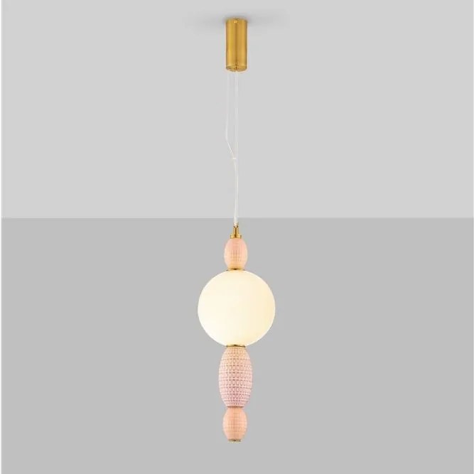 Pendul ceramic design modern LED CLEMENTINE portocaliu/ roz