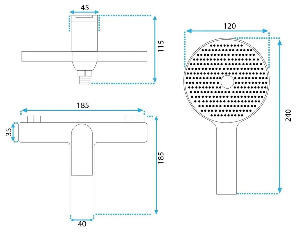 Rea Avalon baterie cada-dus perete cupru REA-B0492