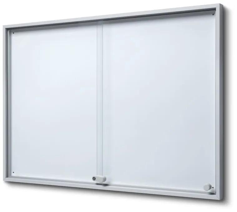 Vitrina cu informații interioare cu uși glisante SLIM 24 x A4 - spate tablă, aluminiu