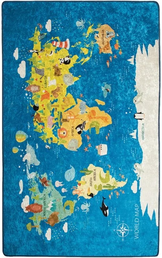 Covor copii World Map, 100 x 160 cm