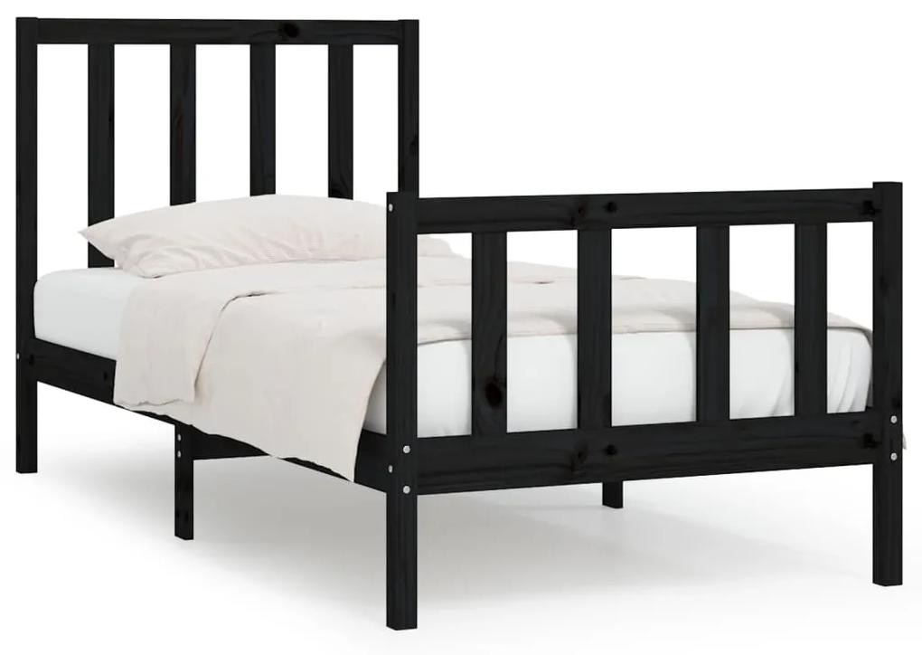 3105189 vidaXL Cadru de pat mic single, negru, 75x190 cm, lemn masiv