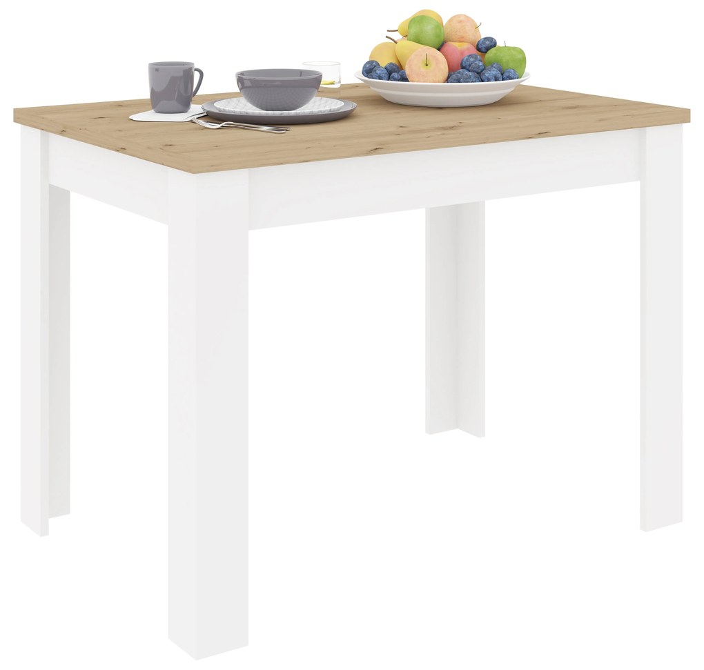 Masa bucatarie Zeta, Stejar Artisan/Alb, 102 x 69 x 75 cm