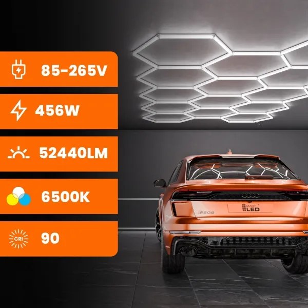 Plafonieră LED 570W/85-265V 6500K 522x298 cm CRI 90 IP44, albă