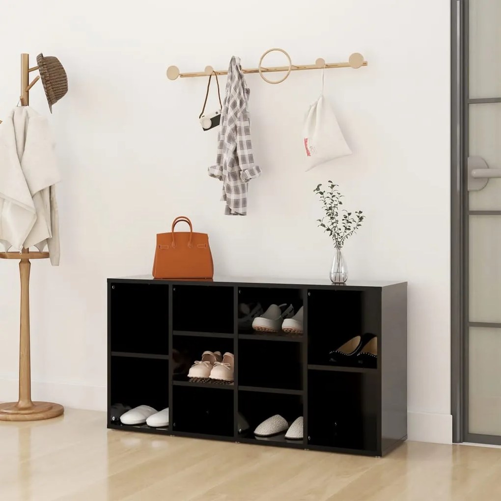 vidaXL Banchetă pantofar, negru, 103x30x54,5 cm, lemn prelucrat