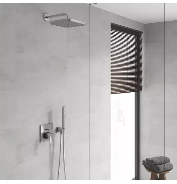 Sistem de dus incastrat, Grohe Eurocube Perfect, cu para Euphoria Cube Stick si palarie dus Tempesta 250 Cube, crom, 25239000