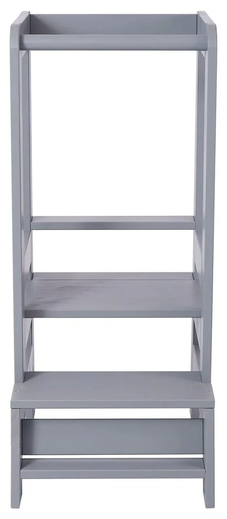 Inaltator Learning Tower Ajustabil, Ajutor de bucatarie MeowBaby  , lemn Gri inchis