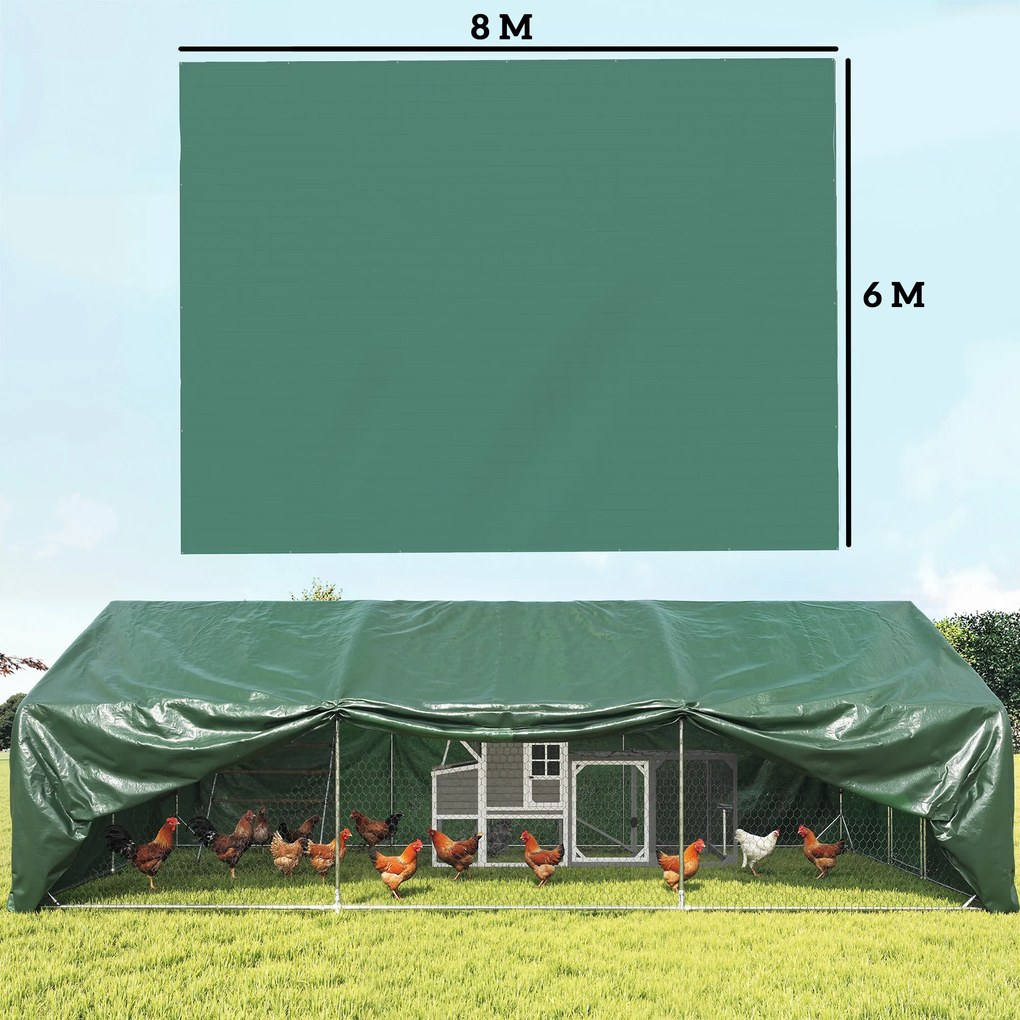 Outsunny Prelată Impermeabilă pentru Exterior 6x8 m Prelată PE 90 g/m² Protecție UV cu inele întărite pentru lemne Mobilier de grădină Verde | Aosom Romania