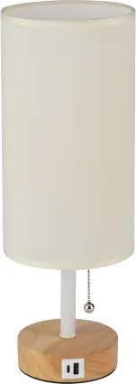 Brilagi - Lampă de masă TABLON cu port USB, 1xE27/25W/230V, stejar/alb/crem