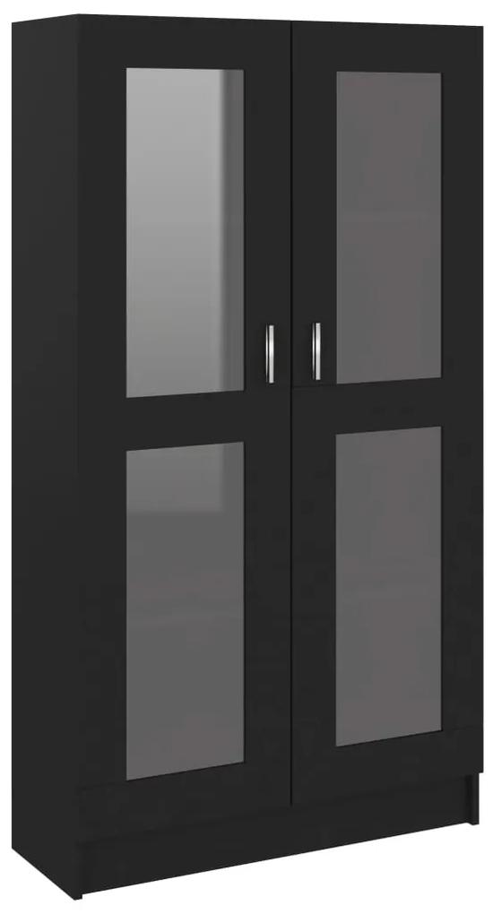 802760 vidaXL Dulap cu vitrină, negru, 82,5 x 30,5 x 150 cm, PAL