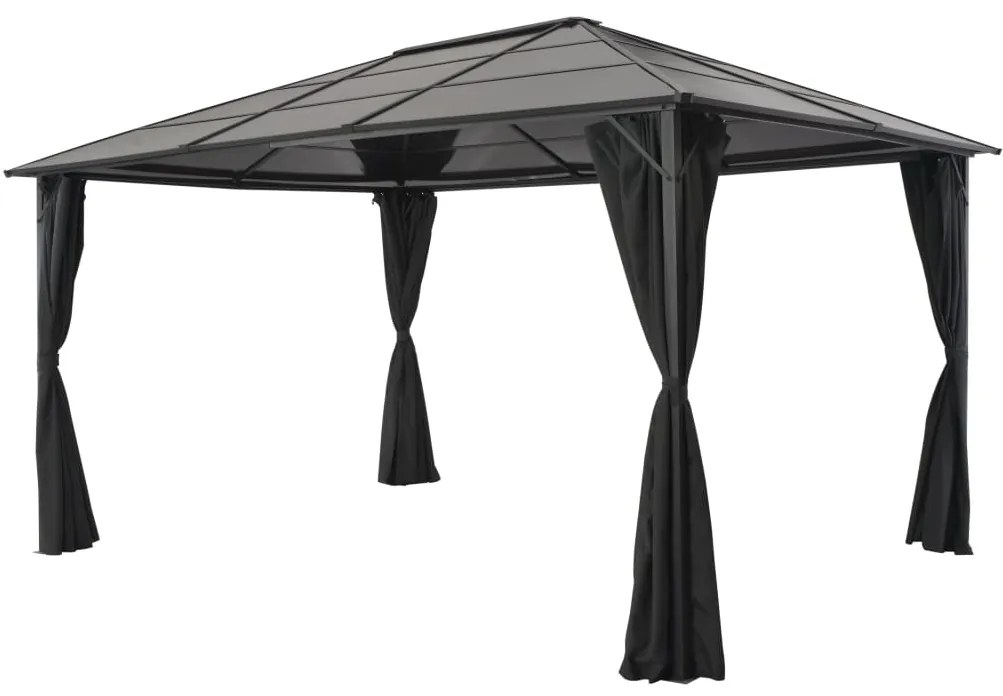 vidaXL Pavilion cu perdea, negru, 4 x 3 x 2,6 m, aluminiu