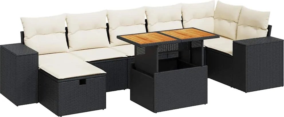 vidaXL Set mobilier de grădină cu perne, 5 piese,poliratan/lemn acacia
