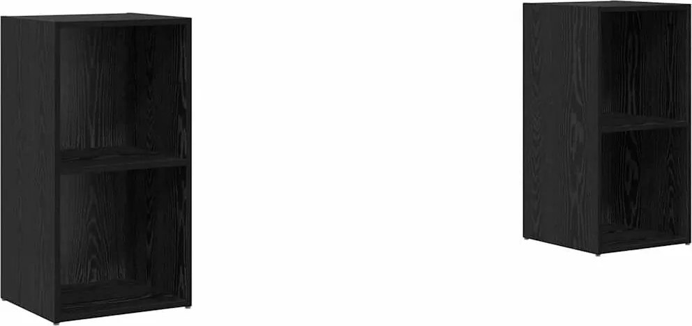 vidaXL Set comodă TV Pe perete 2 pcs Stejar Negru 72 x 35 x 36,5 cm