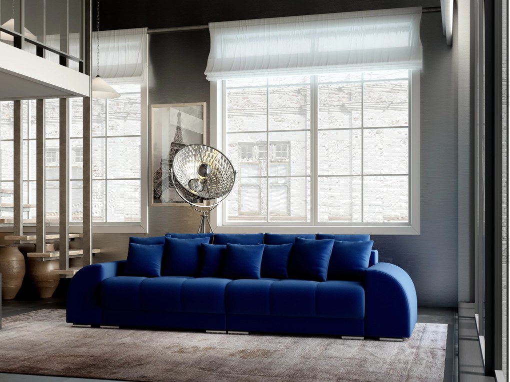 Canapea extensibilă dumonde cu 2 lăzi de depozitare si sezut confortabil din spuma high-density, Verona Royal Blue 310x100 cm