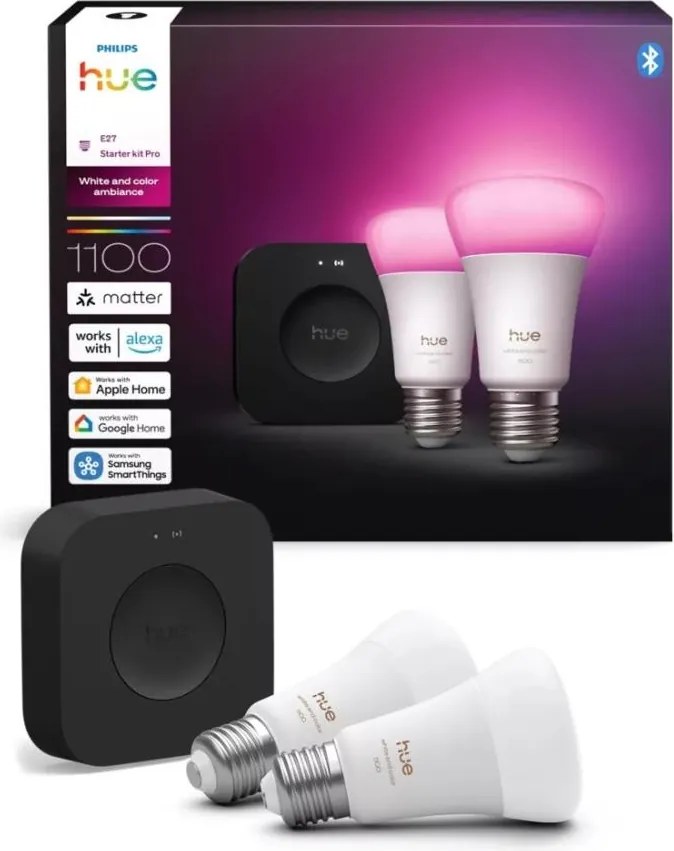Kit de bază Philips Hue WACA 2xE27/8,1W 1000-20000K + Hue bridge