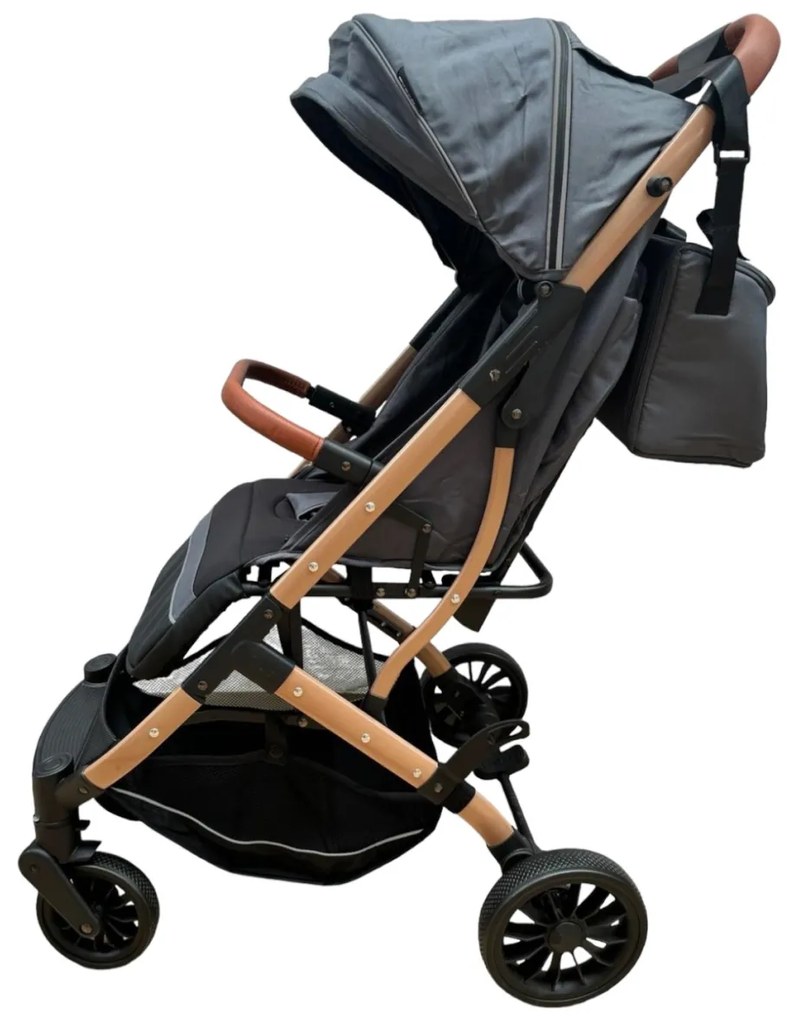 Carucior sport cu functie de pliere tip troller, sezut reglabil, husa pentru picioare si geanta 6-36 luni, Gri - CPC-62-gri