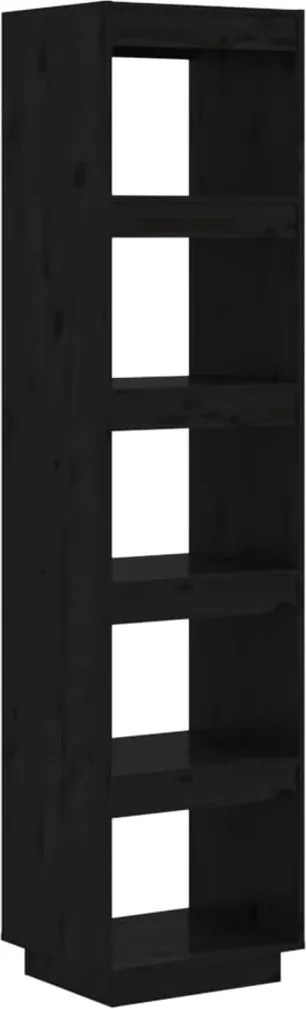 vidaXL Bibliotecă/Separator cameră negru 40x35x167 cm lemn masiv pin