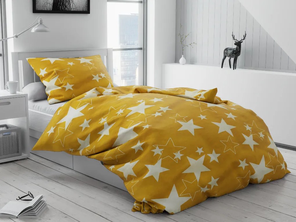 Lenjerie de pat bumbac Star galbenă