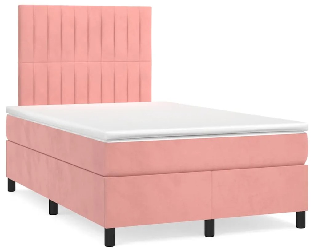vidaXL Pat box spring cu saltea, negru, 120x190 cm, catifea