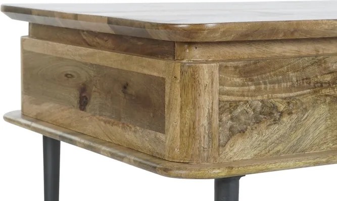 Măsuță de cafea dreptunghiulară din lemn de mango, natur, cu sertar în relief, finisaj natural, 46 x 116 x 60 cm, „Kandara” – Ethnic Collections