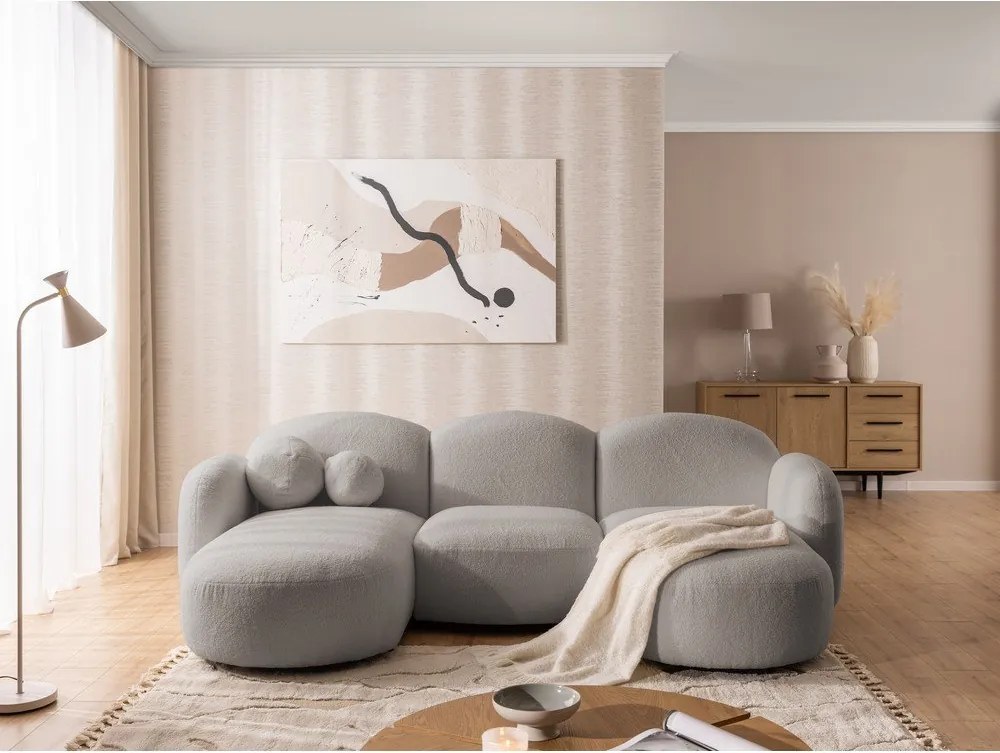 Colțar gri cu tapițerie din țesătură bouclé (în formă de "U") Orbit – Ropez