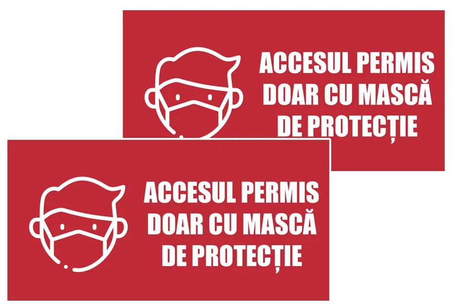 Pachet 2 x Sticker Indicator, Acces cu mască, roșu și alb, 30×15 cm