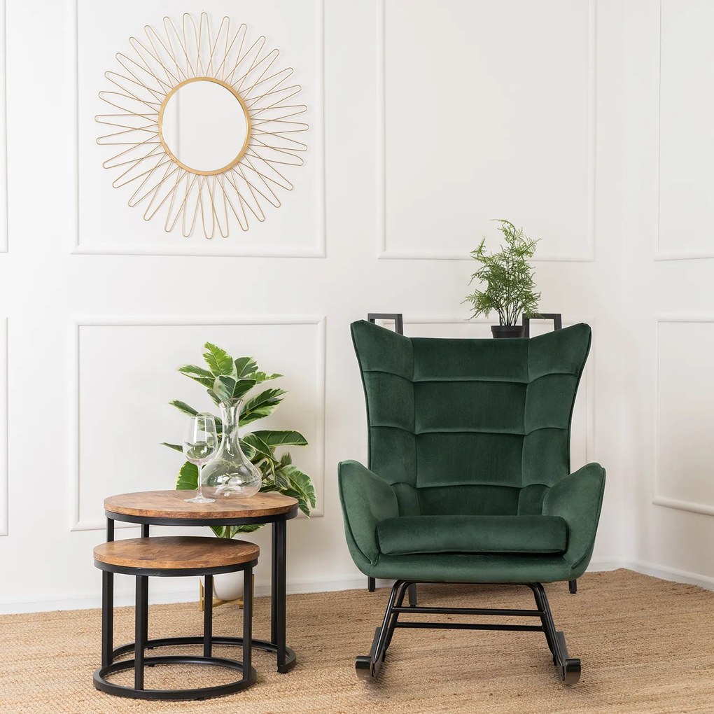 JAKS Fotoliu balansoar verde velur Jackson