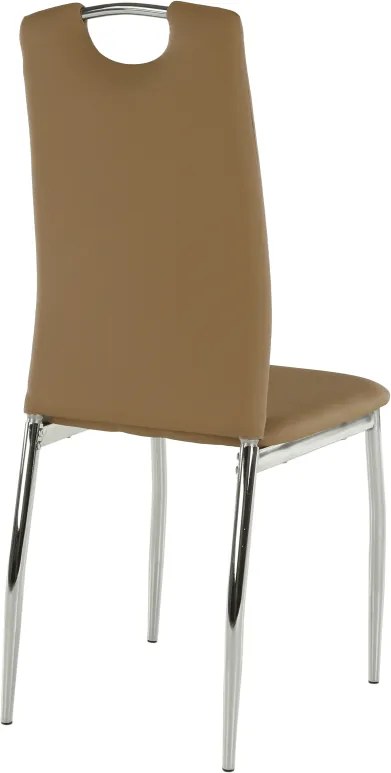 Scaun dining, piele ecologică bej/crom, ERVINA