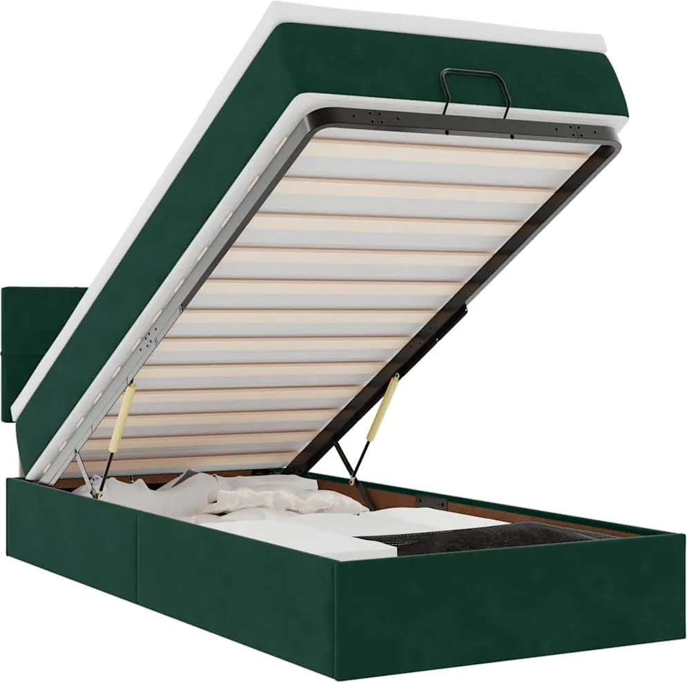 vidaXL Cadru de pat otoman cu saltea verde închis 100x200cm catifea