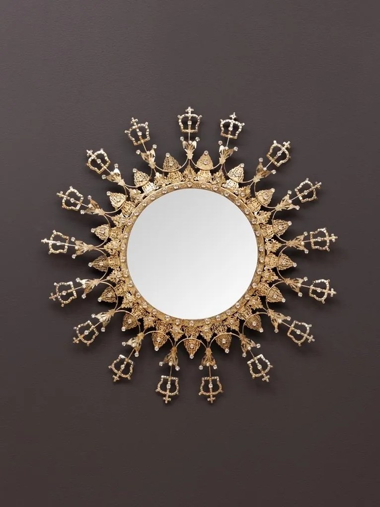 Oglinda de perete, din metal, D48cm, Crown