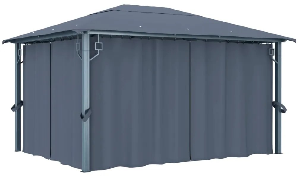 vidaXL Pavilion cu perdele, antracit, 400 x 300 cm, aluminiu
