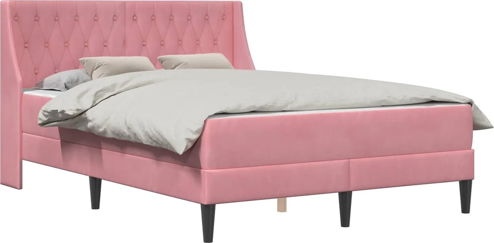 vidaXL Cadru de pat cu saltea cu saltea Roz 120 x 200 cm Catifea