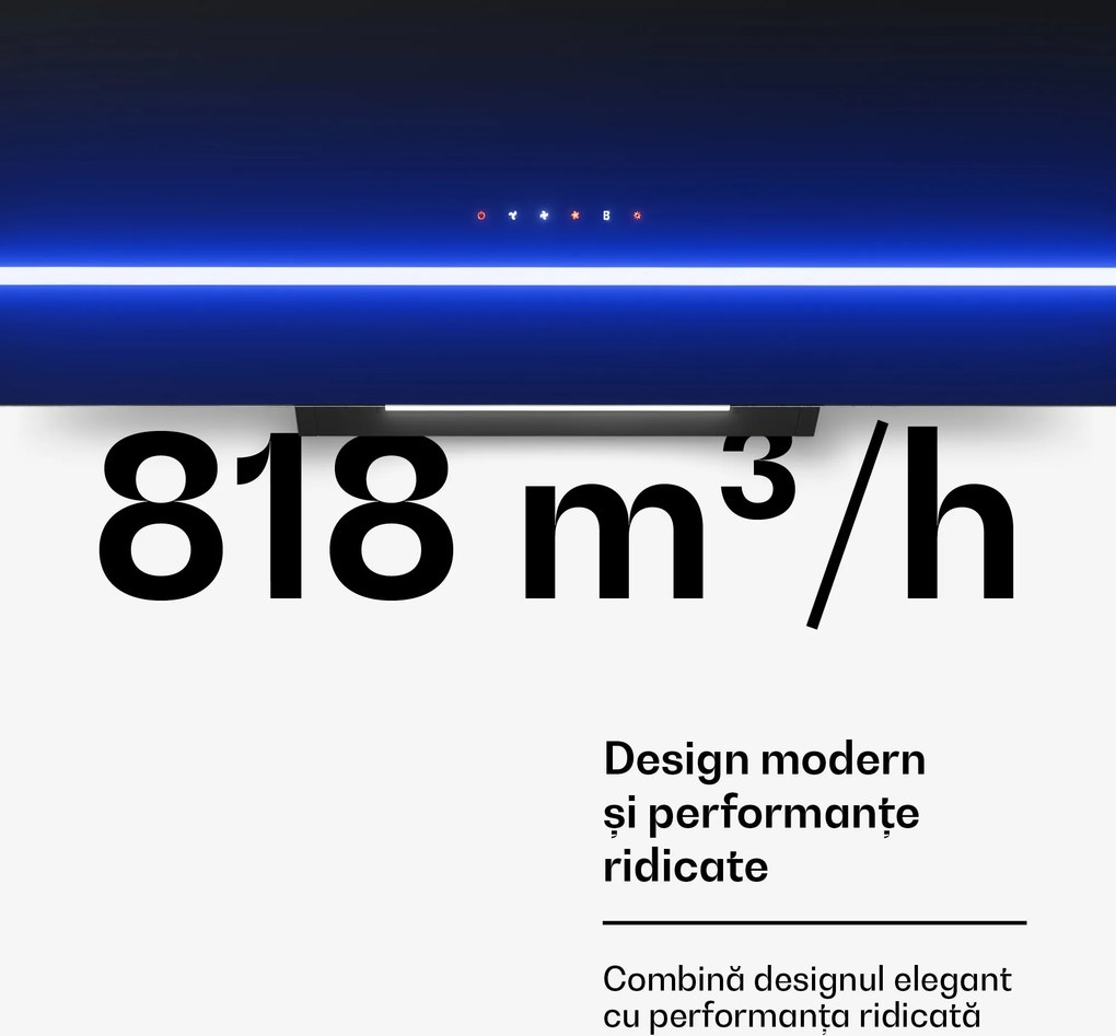 Klarstein Hota înclinată Illuminosa | Mod de evacuare și recirculare | Design minimalist | 818 m³/h | 90 cm