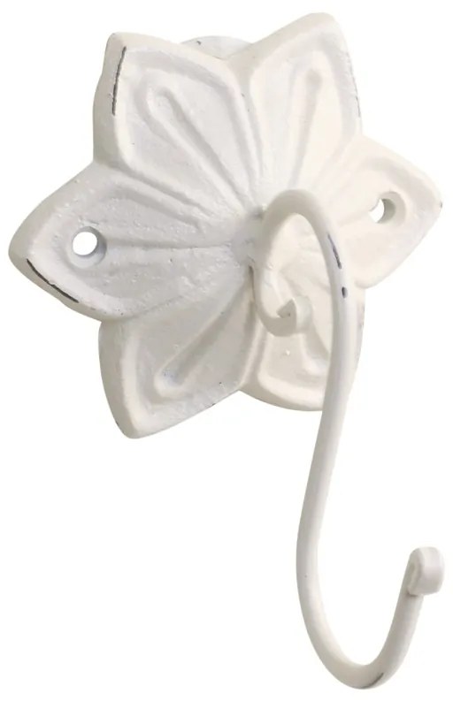Cuier alb, tip floare, din metal, Zea