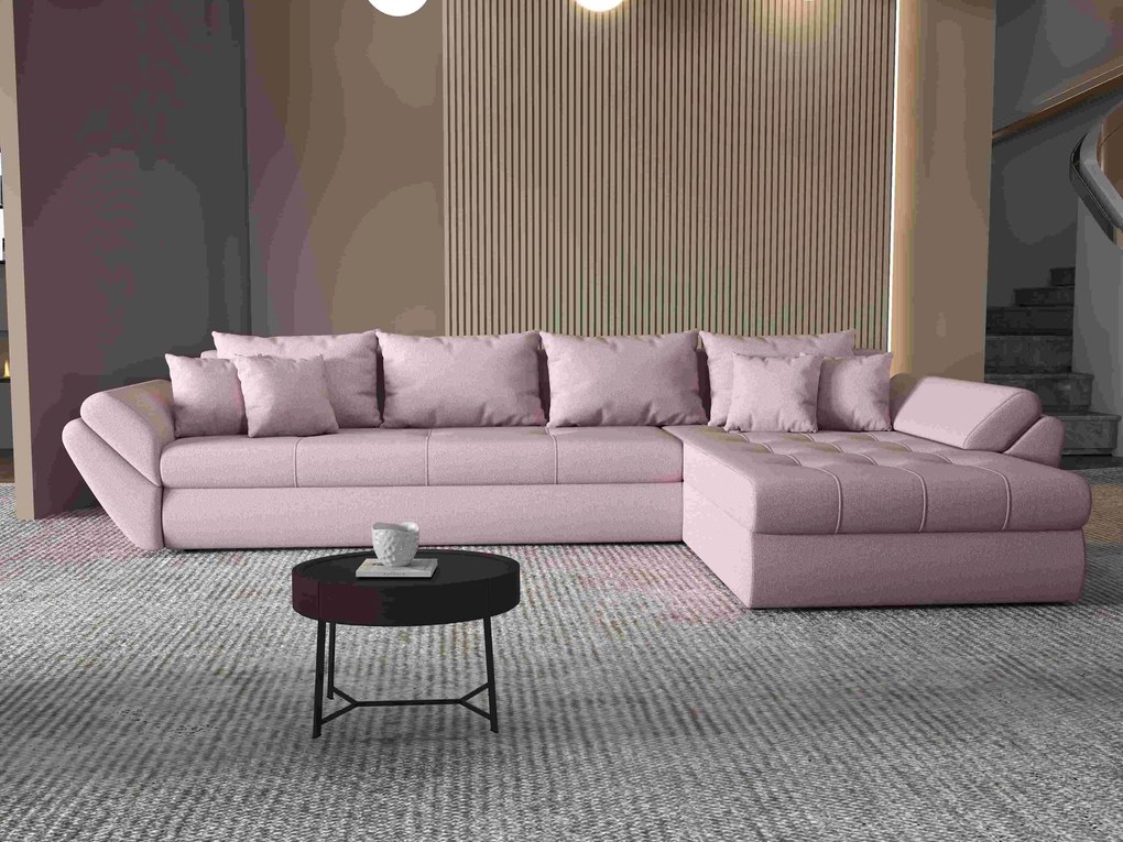 Colțar extensibil dumonde cu ladă de depozitare si sezut confortabil din spuma high-density, Loana XL Enjoy Flamingo II 335x185 cm