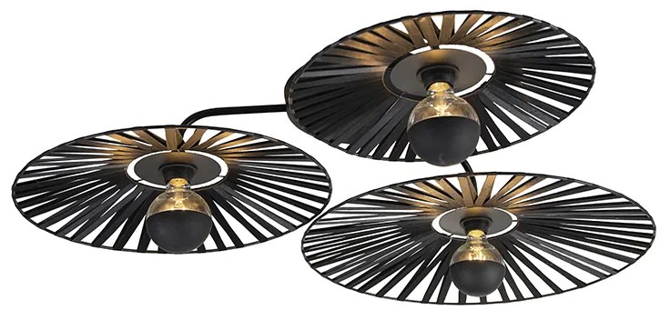 Plafoniera rustica neagra cu 3 lumini - Leia