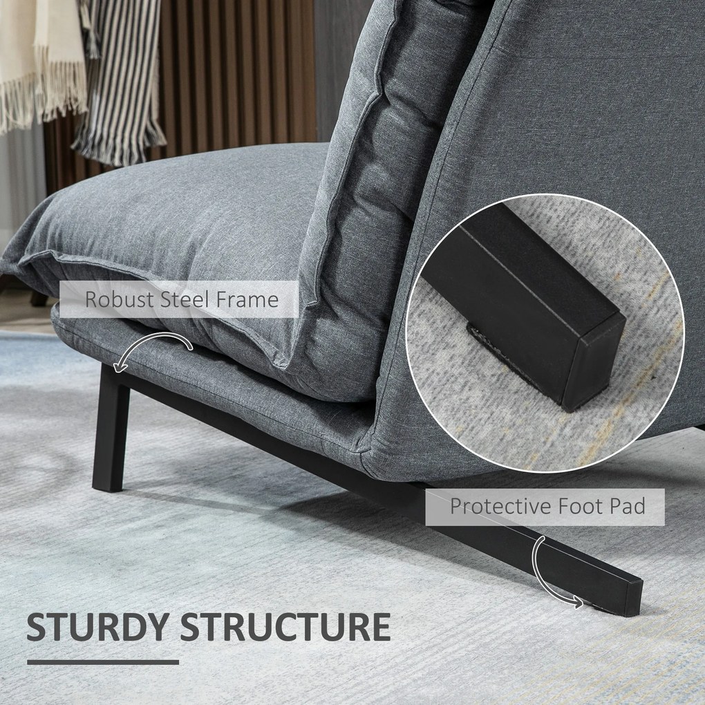HOMCOM Fotoliu cu 4 nivele de relaxare cu fotoliu de picior cu otoman din material textil | Aosom Romania