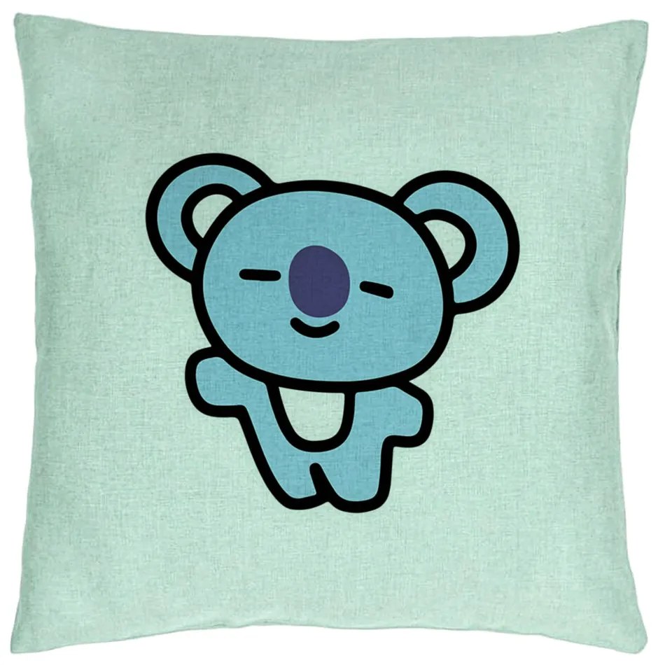 Perna Decorativa, Model Ursulet Koala, 40x40 cm, Verde Menta, Husa Detasabila, Burduf