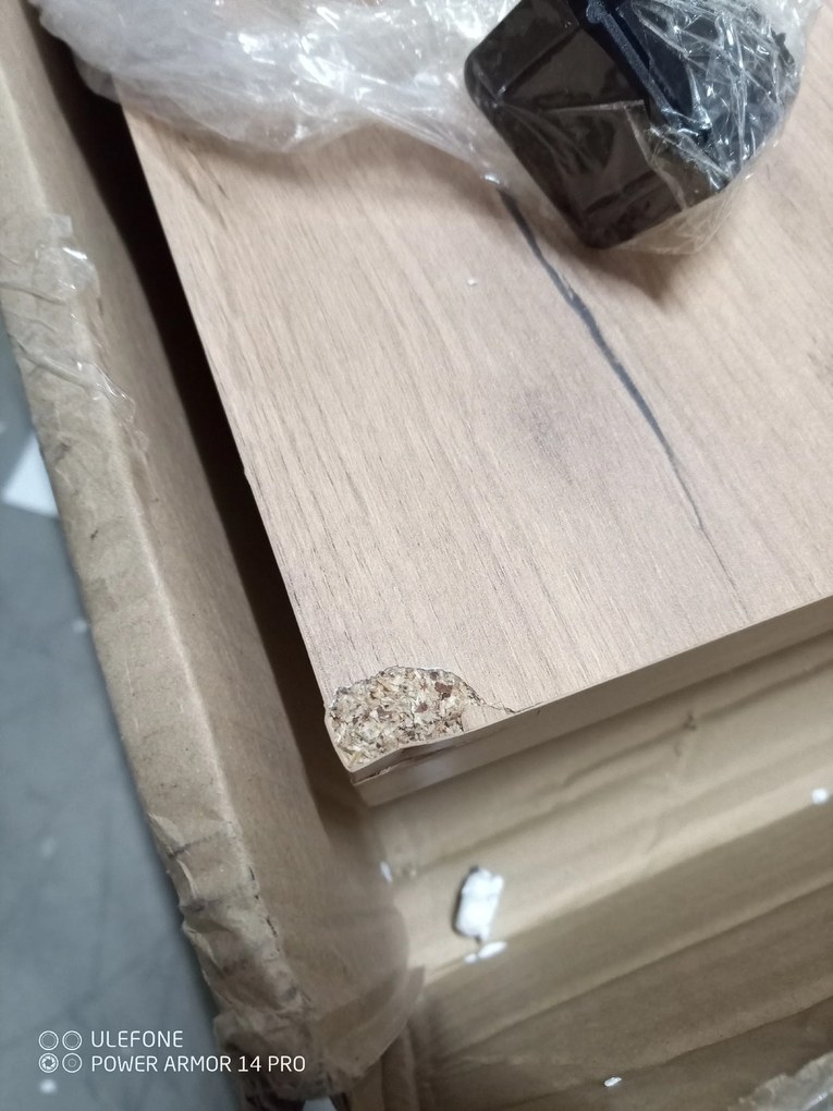 OFERTA Masa de dining alba cu blat in decor de stejar auriu craft ADAM 100x60 II. calitate