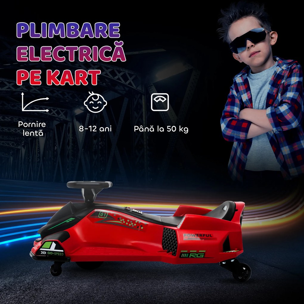 HOMCOM Kart Electric pentru Copii cu Pedale pentru Copii cu Pornire Lentă și Centură, 90x53x99 cm, Roșu | Aosom Romania