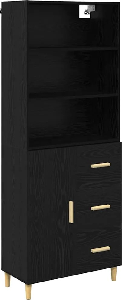vidaXL Bufet cu sertar Stejar Negru 69,5 x 32,5 x 180 cm Lemn compozit
