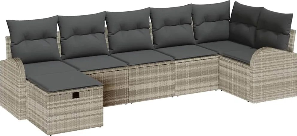 vidaXL Set de canapea cu pernă cu depozitare Gri deschis poliratan