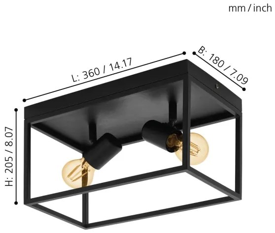 Eglo 98332 - Plafonieră SILENTINA 2xE27/40W/230V
