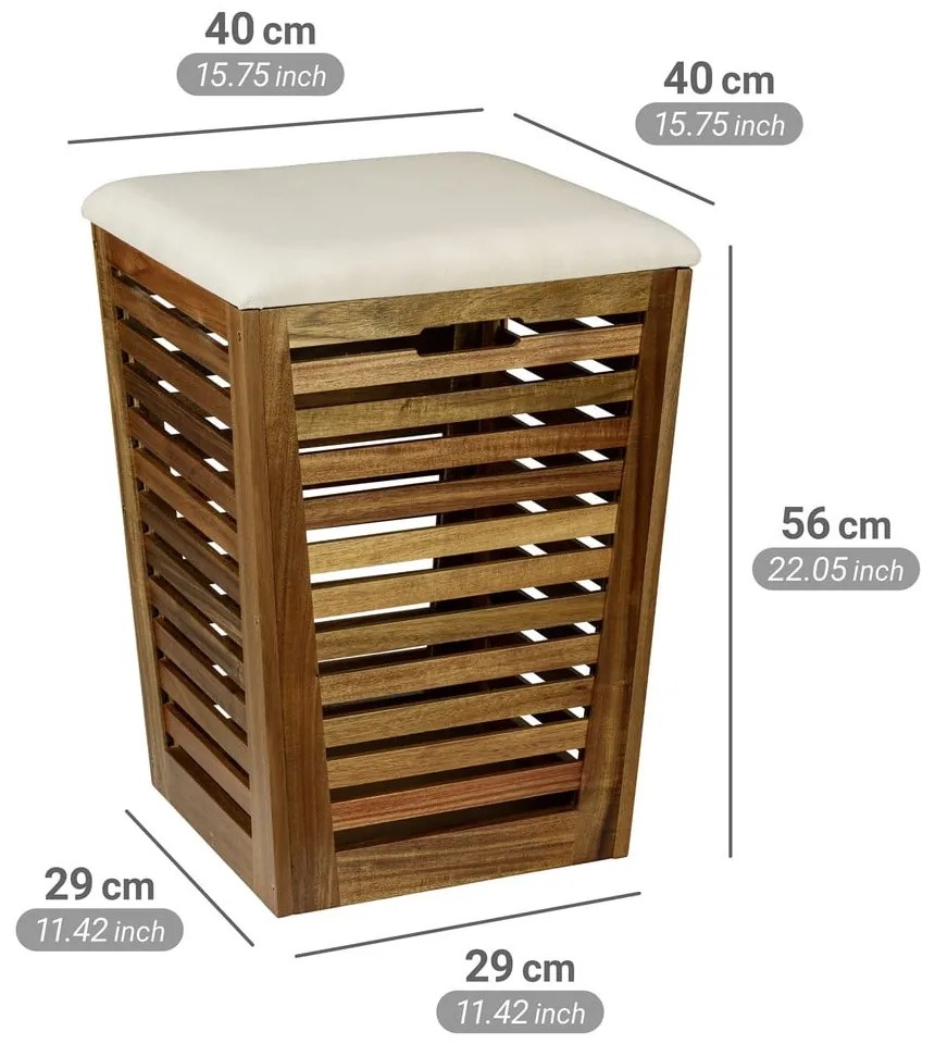 Coș de rufe în culoare naturală închisă din lemn 55 l Fondi – Wenko