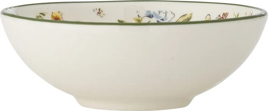 Set 4 boluri din ceramică natur cu motive florale botanice multicolor, 12×4,5 cm, "Bloomie"