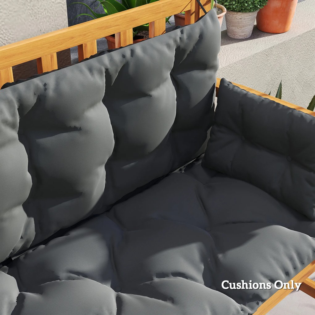 Outsunny Set de perne pentru bancă sau leagăn Hollywood, bicolor, poliester, spumă, 180 x 110 x 8 cm, Gri închis | Aosom Romania