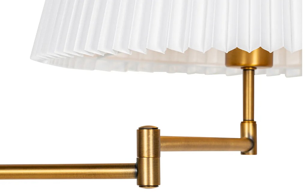 Lampă de podea bronz cu abajur alb plisat și braț reglabil - Ladas Deluxe