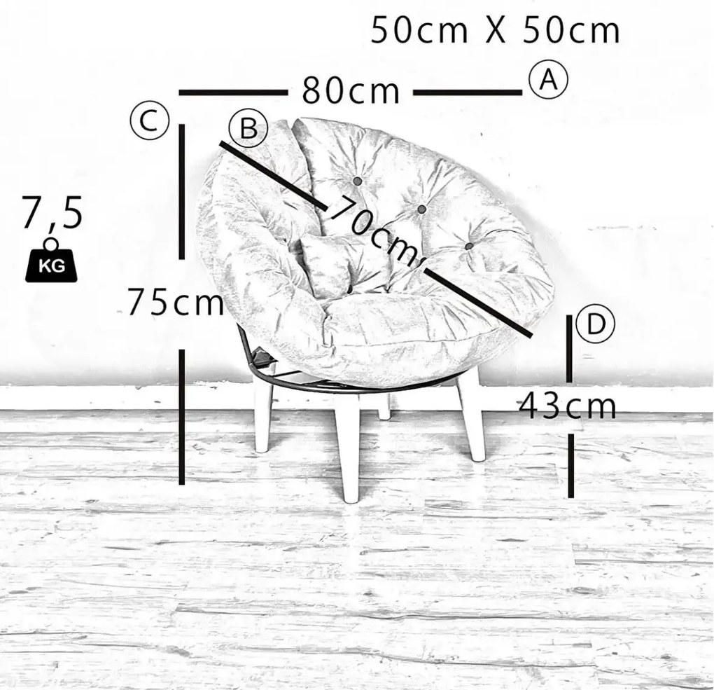 Fotoliu tapitat cu stofa si picioare metalice,rotund,homs,seria B-120,20042