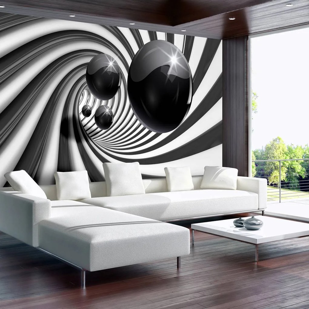 Fototapet - 3D tunel alb negru (254x184 cm)