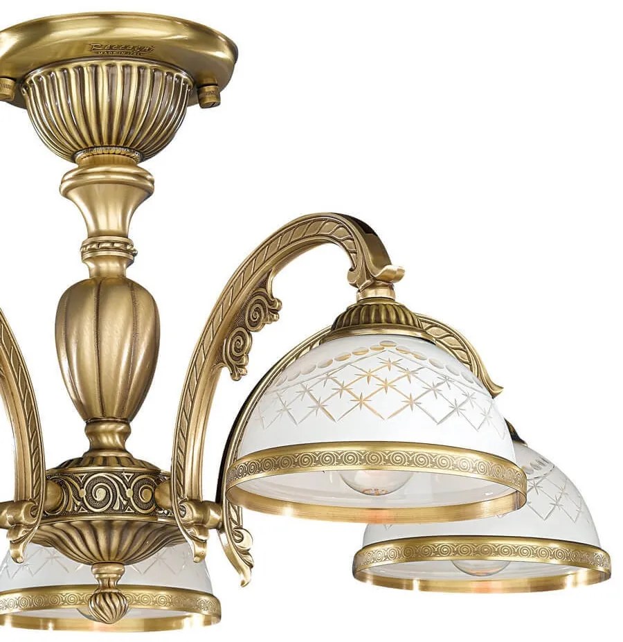 Lustra aplicata cu 5 brate clasic design italian din alama, sticla 7002 RA-PL. 7022/5